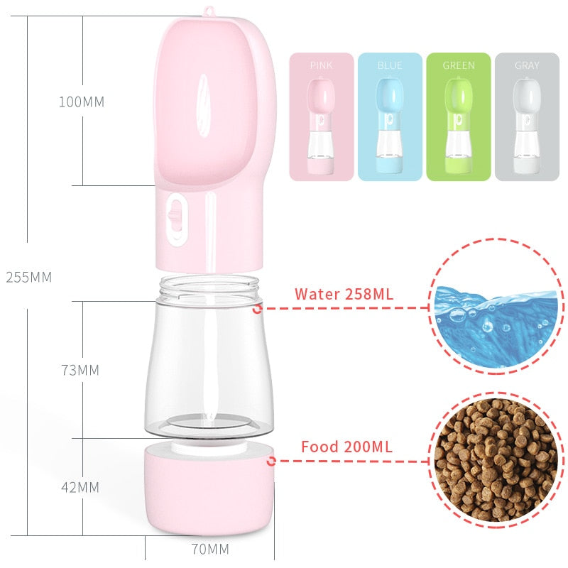 Portable water bottle and food dispenser